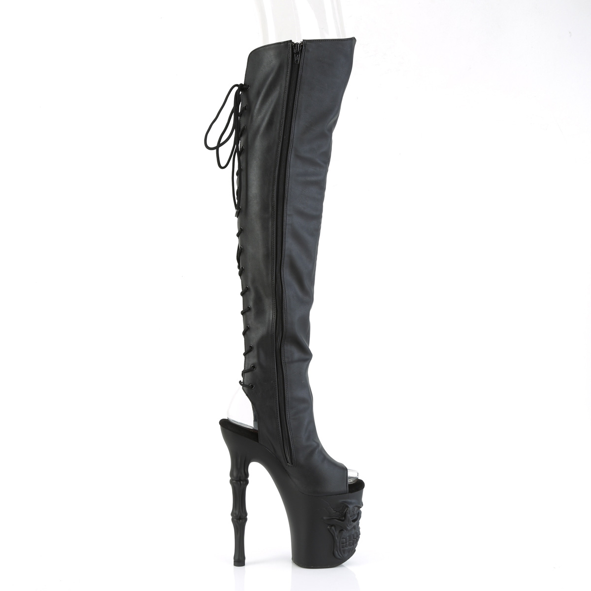 Pleaser Rapture-3019 BPU/M - Black High-Platform Peep Toe Boots