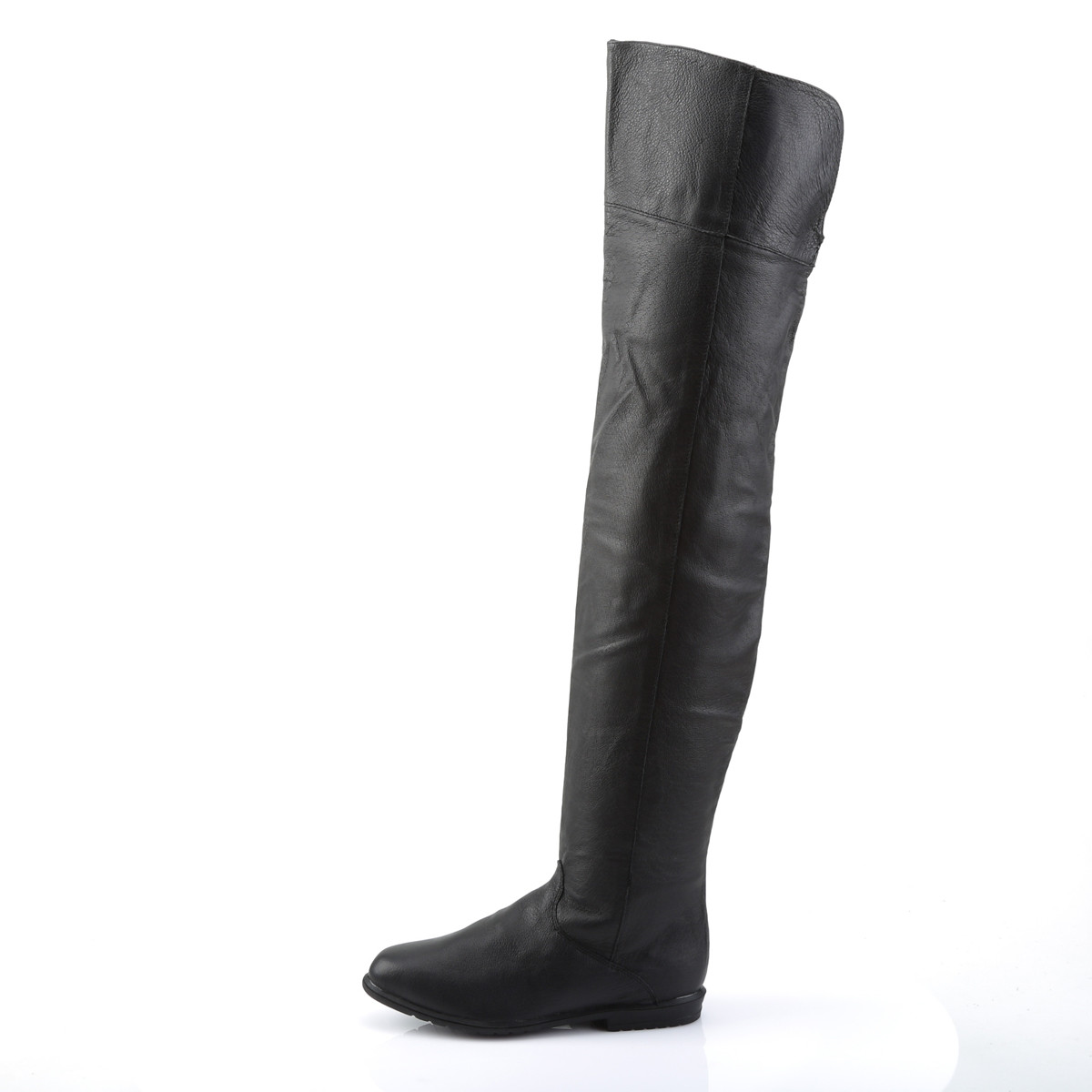 Funtasma Raven-8826 B/LE - Black Leather Single Sole Thigh High Boots