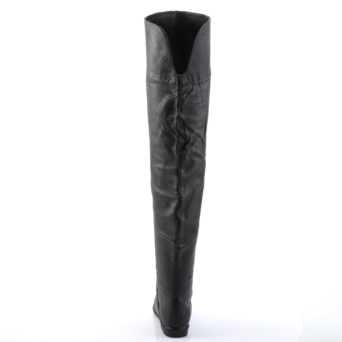 Funtasma Raven-8826 B/LE - Black Leather Single Sole Thigh High Boots