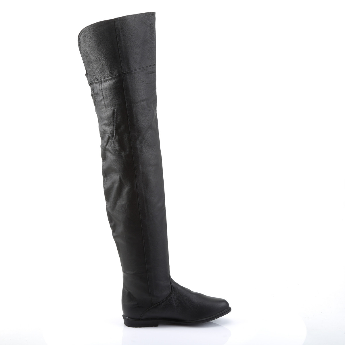 Funtasma Raven-8826 B/LE - Black Leather Single Sole Thigh High Boots