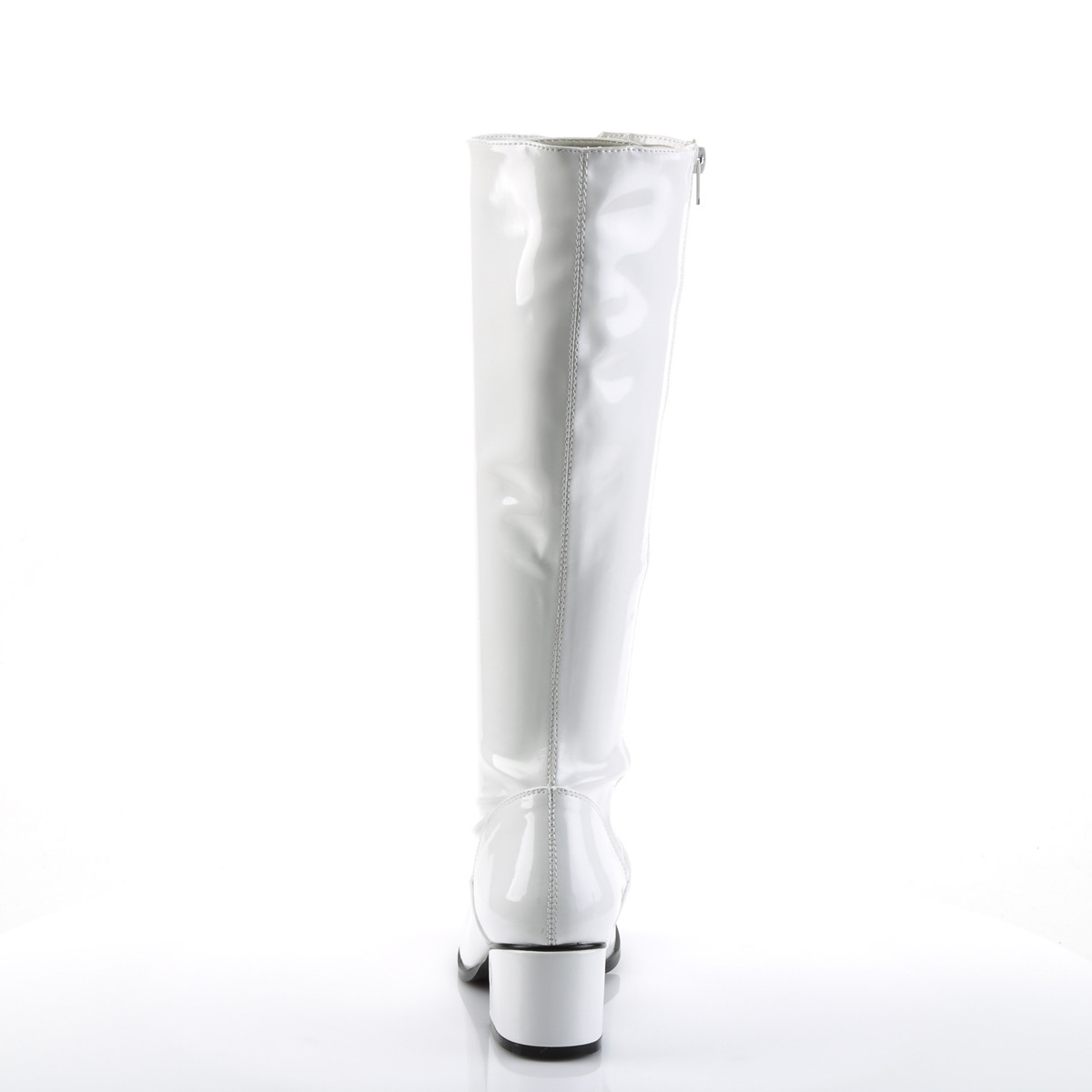 Funtasma Retro-302 W - Shiny White Chunky-Heel Knee High Single Sole Boots