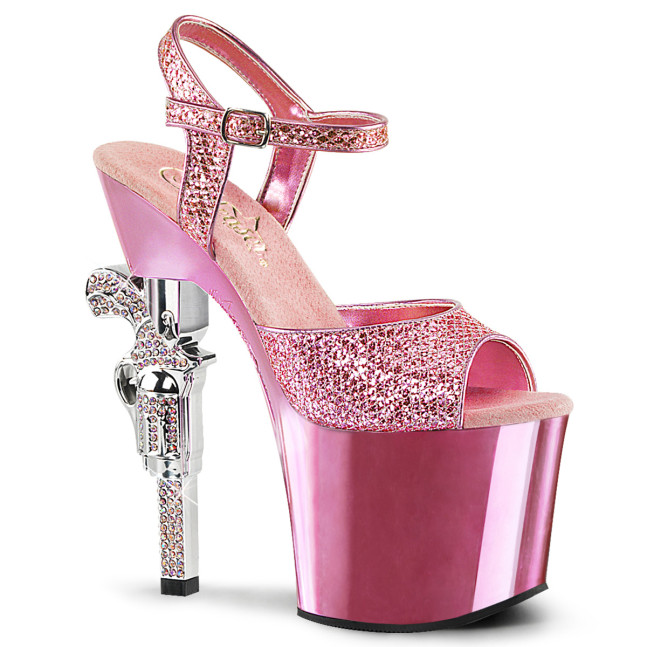 Pleaser Revolver-709G BPG/BPCH - Pink High-Platform Sandals