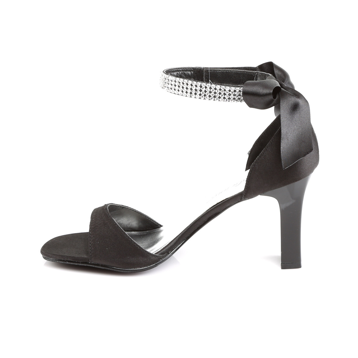 Pleaser Pink Label Romance-372 B/SAT - Black Chunky-Heel Single Sole Sandals