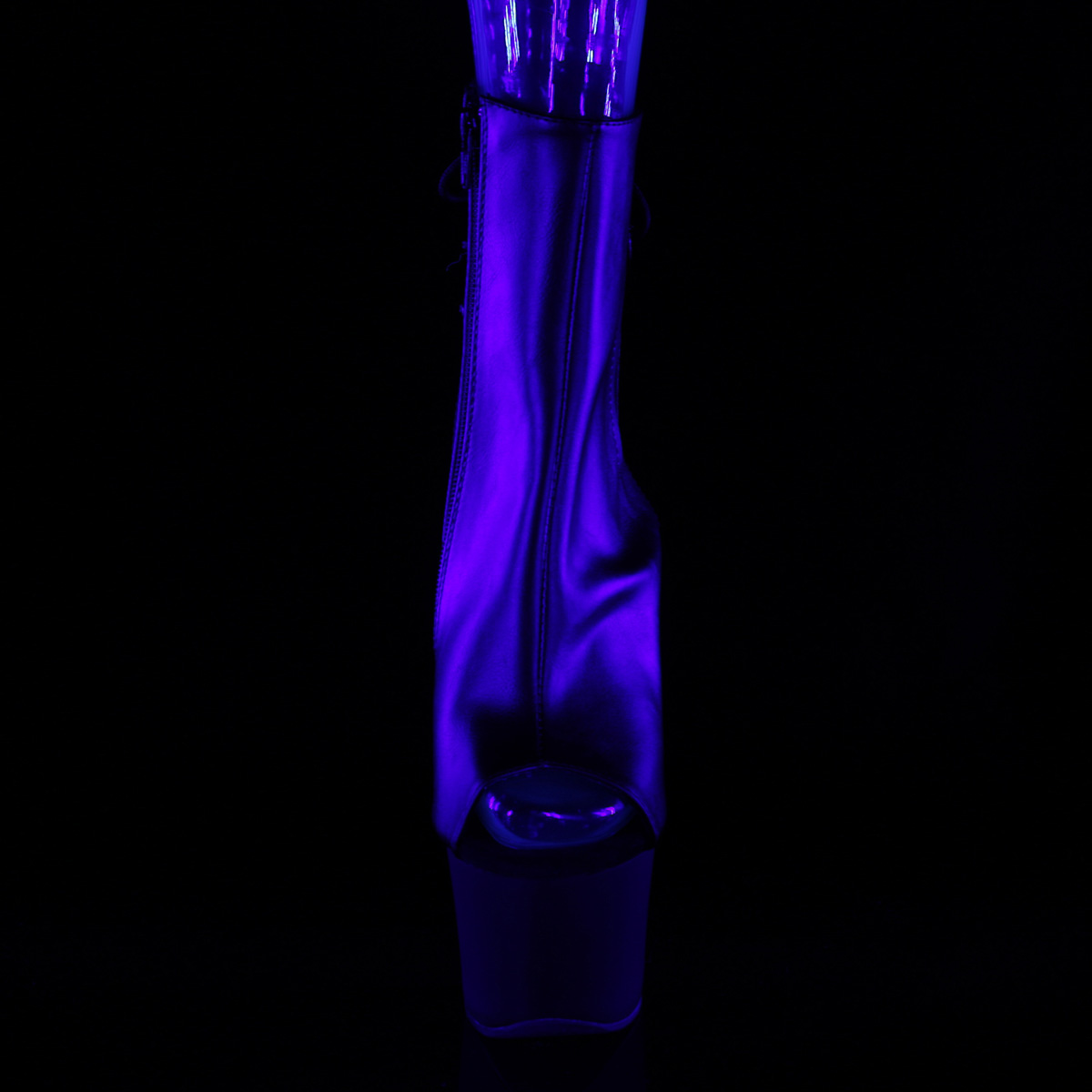 Pleaser Sky-1018TT BPU/B-NHP - Black High-Platform Peep Toe Boots