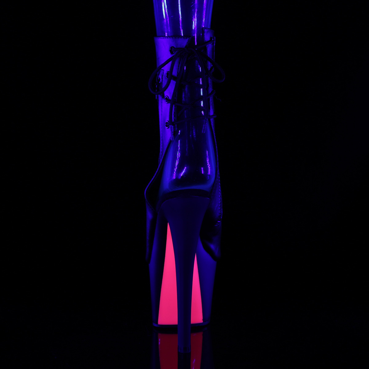 Pleaser Sky-1018TT BPU/B-NHP - Black High-Platform Peep Toe Boots