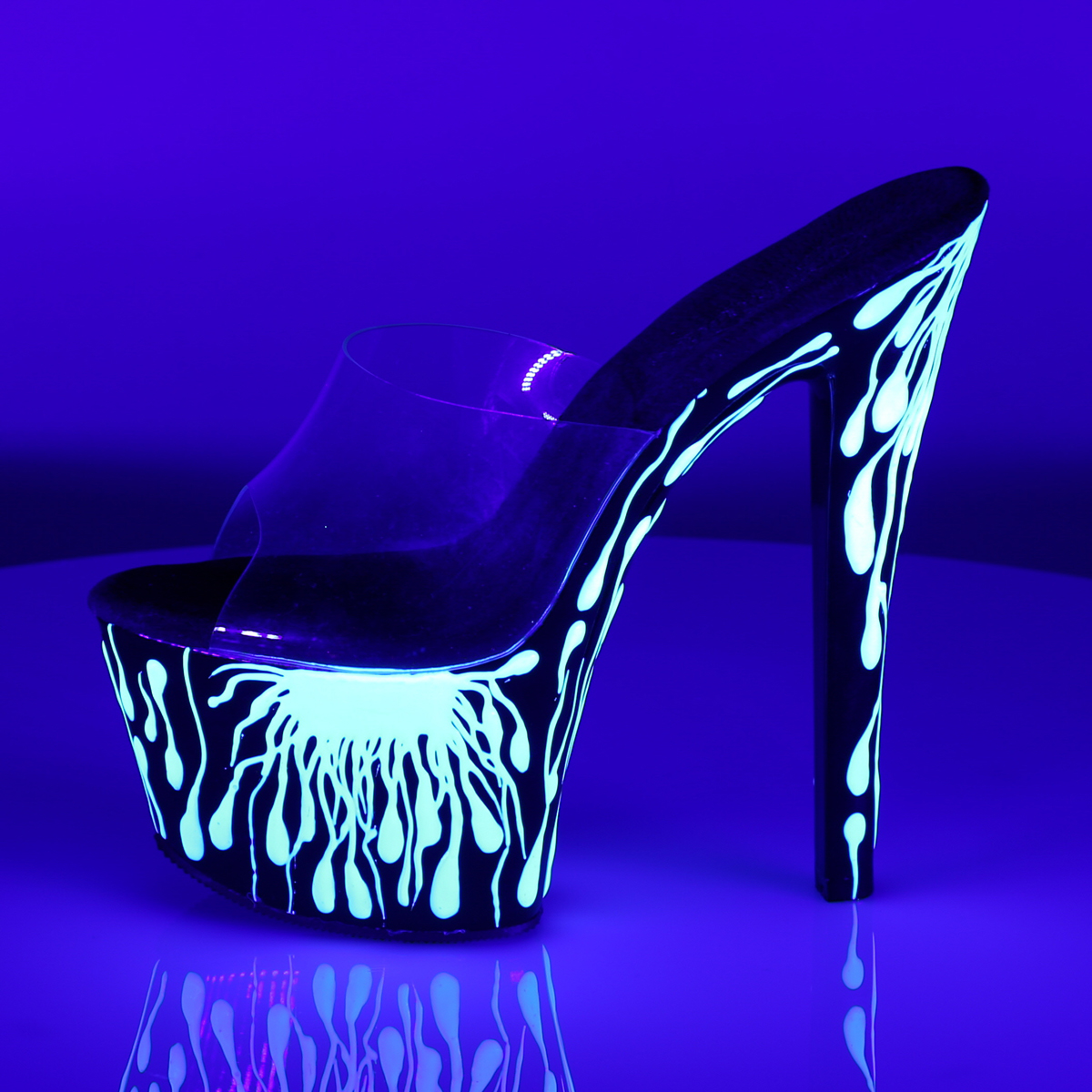 Pleaser Sky-301-5 C/B-NW - Clear High-Platform Sandals