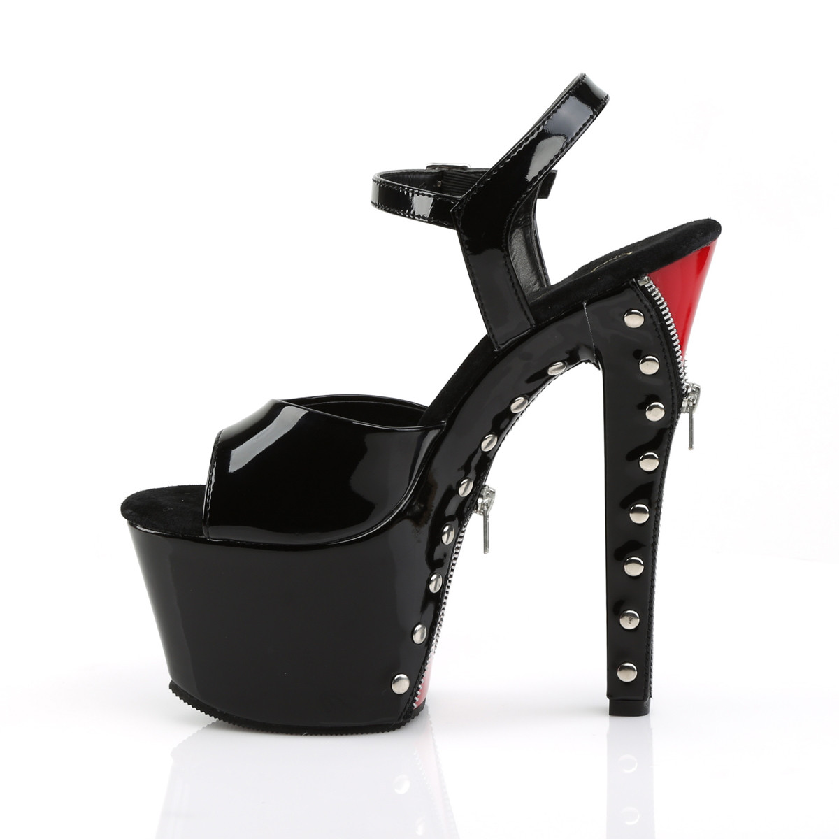 Pleaser Sky-309FH-06 BR/B - Shiny Black High-Platform Sandals
