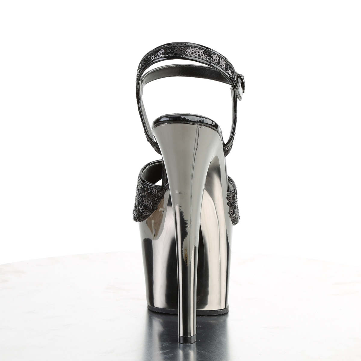 Pleaser Sky-310SQ B/PWCH - Black High-Platform Sandals