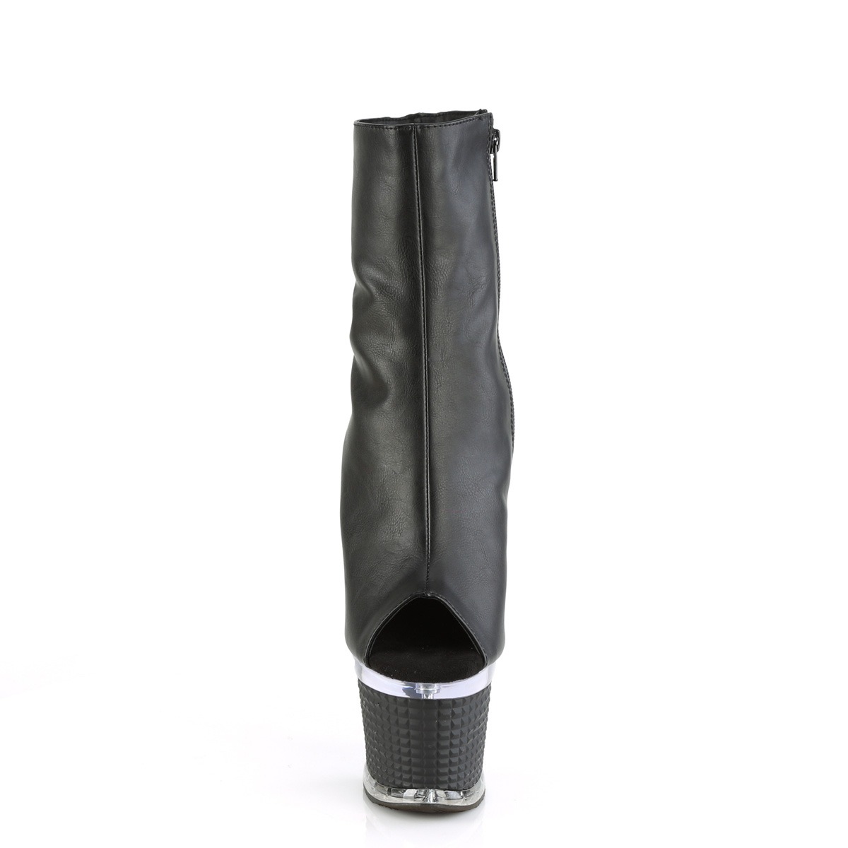 Pleaser Spectator-1012 BPU/C-B - Black High-Platform Peep Toe Boots