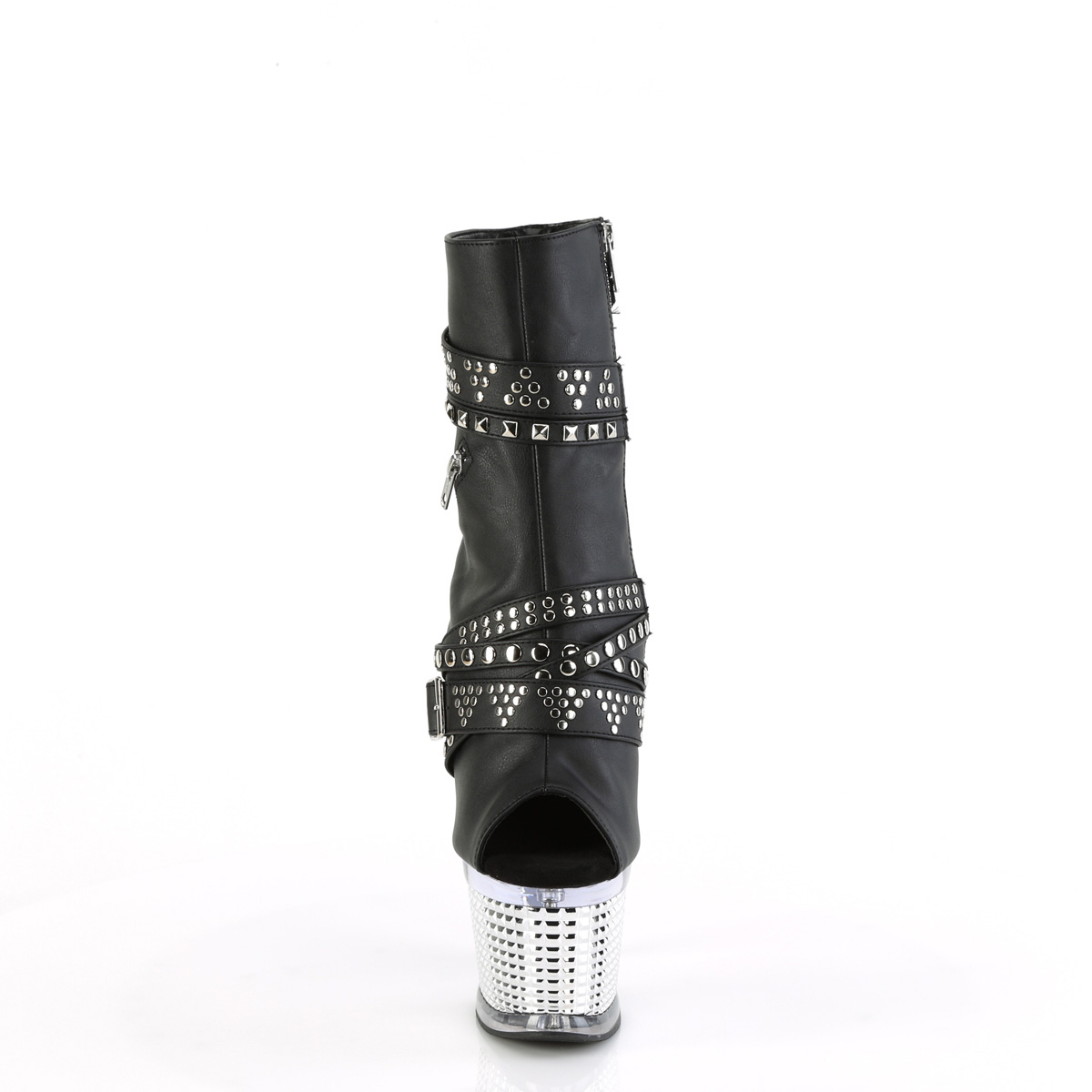 Pleaser Spectator-1015 BPU/C-SCH - Black High-Platform Peep Toe Boots