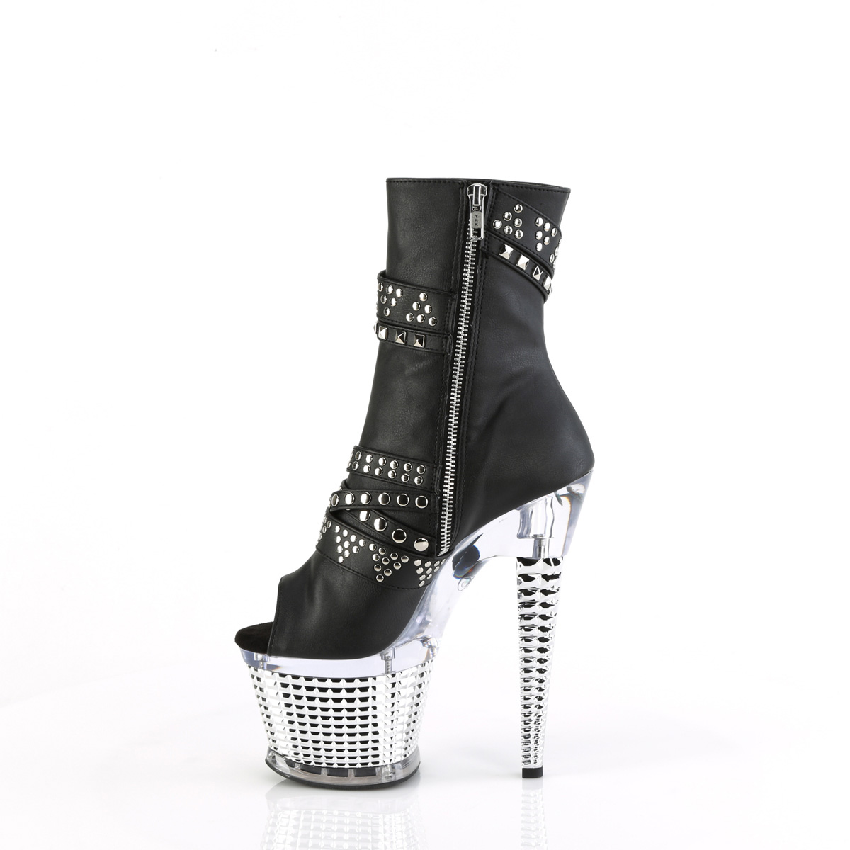 Pleaser Spectator-1015 BPU/C-SCH - Black High-Platform Peep Toe Boots