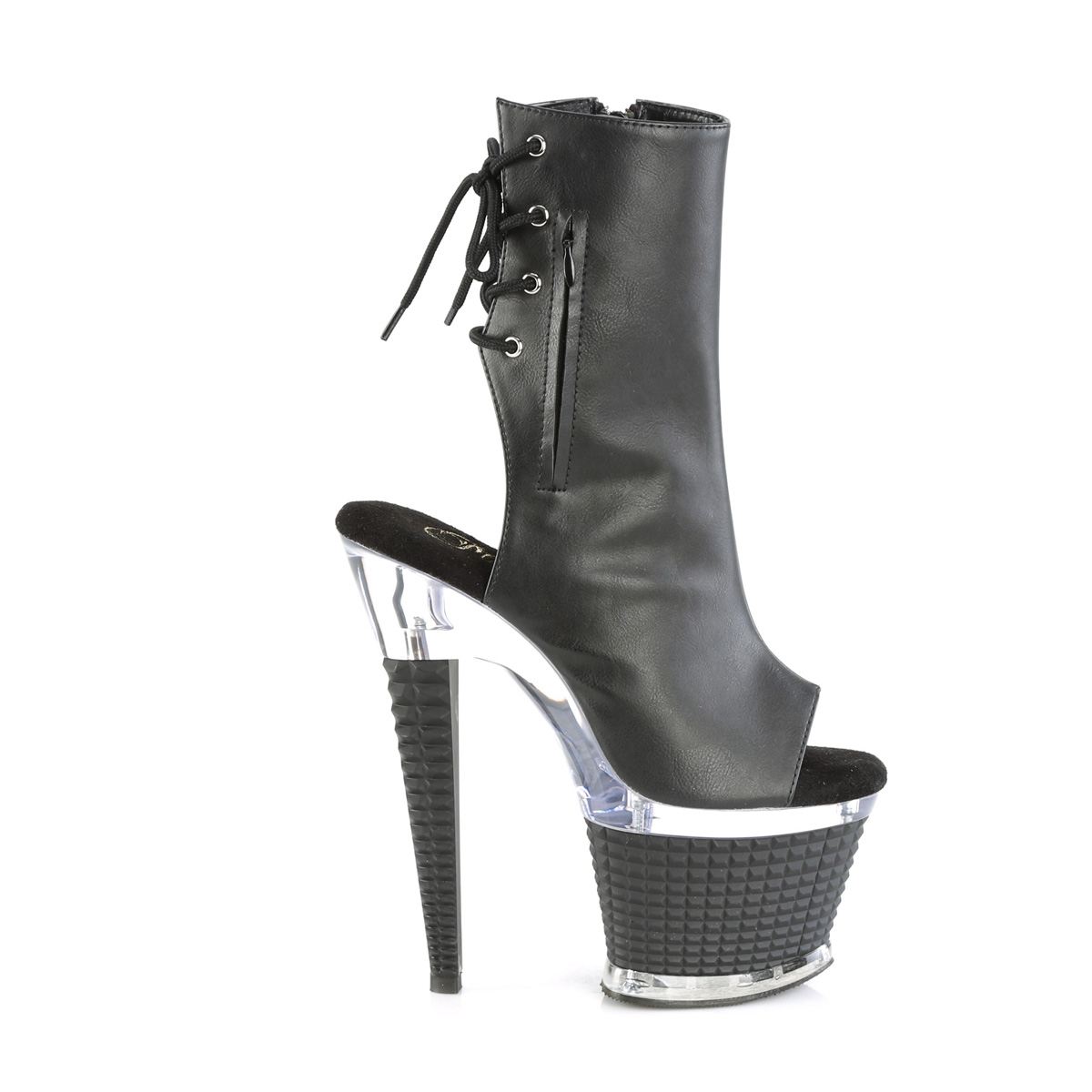 Pleaser Spectator-1018 BPU/C-B - Black High-Platform Peep Toe Boots
