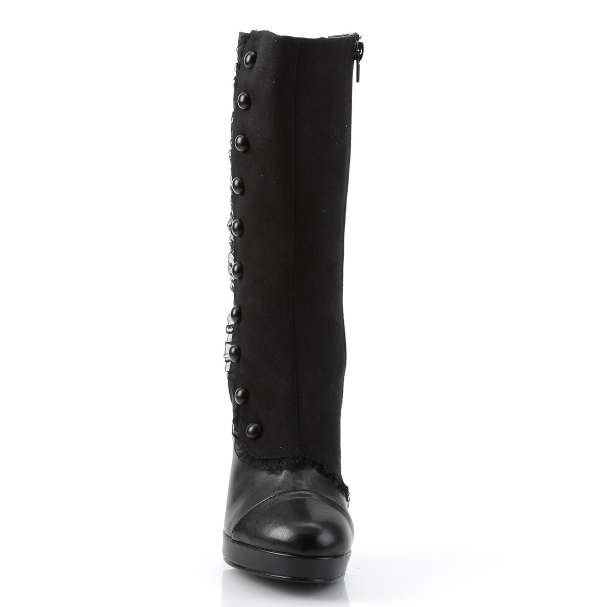 Funtasma Splendor-130 B/MF - Black High-Heel Single Sole Ankle Boots