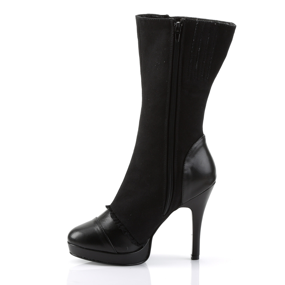 Funtasma Splendor-130 B/MF - Black High-Heel Single Sole Ankle Boots