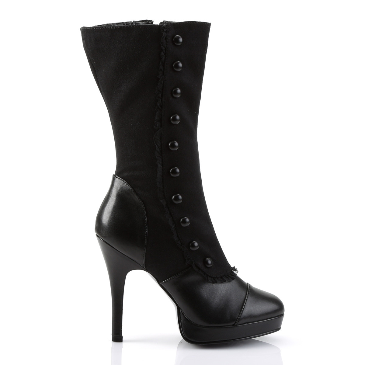 Funtasma Splendor-130 B/MF - Black High-Heel Single Sole Ankle Boots