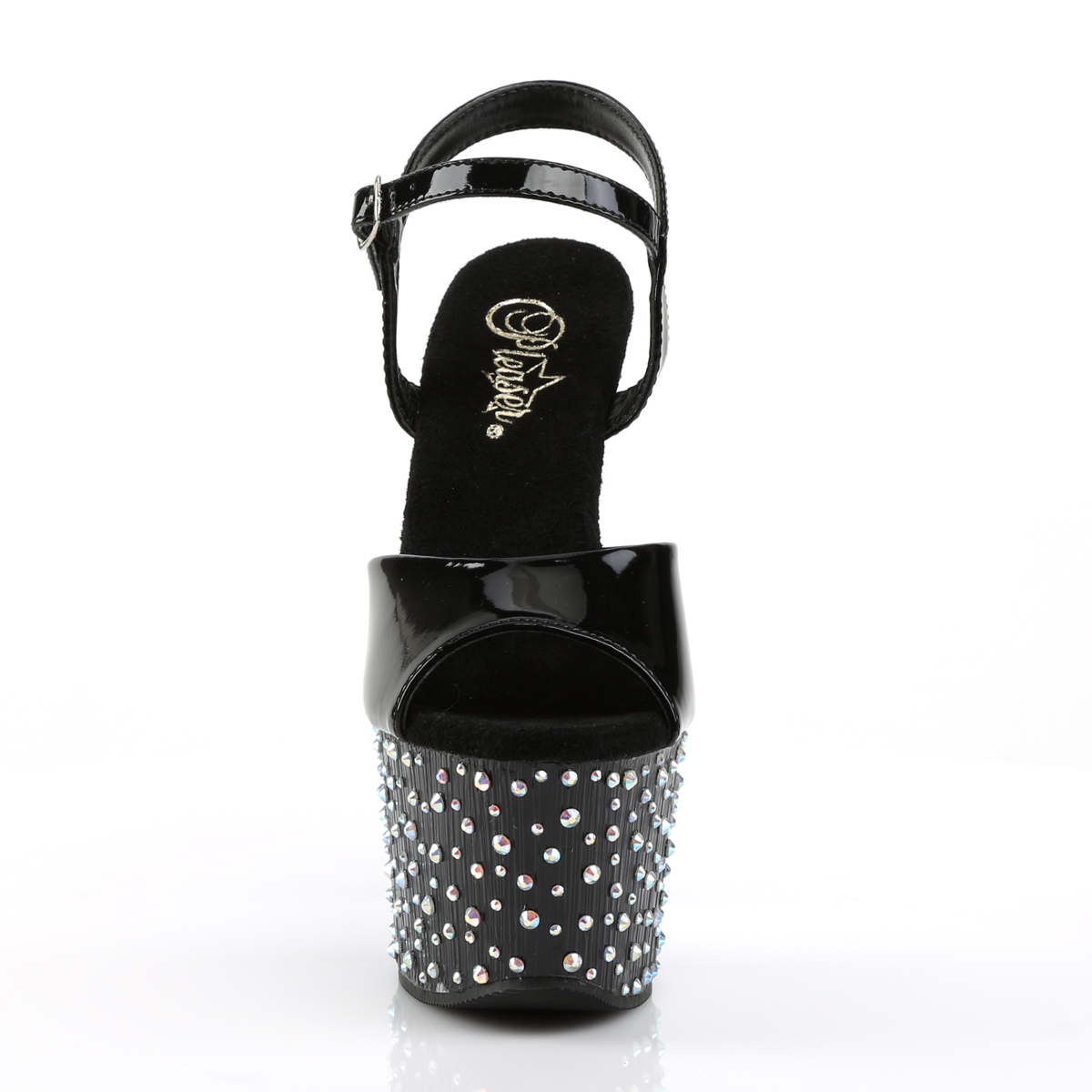 Pleaser Stardance-709 B/M - Shiny Black High-Platform Sandals