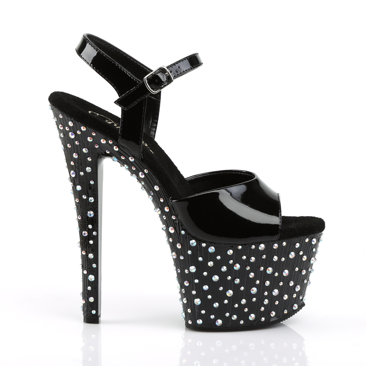 Pleaser Stardance-709 B/M - Shiny Black High-Platform Sandals