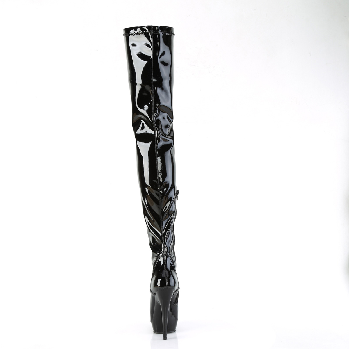 Fabulicious Sultry-4000 B/M - Shiny Black High-Heel Thigh High Boots