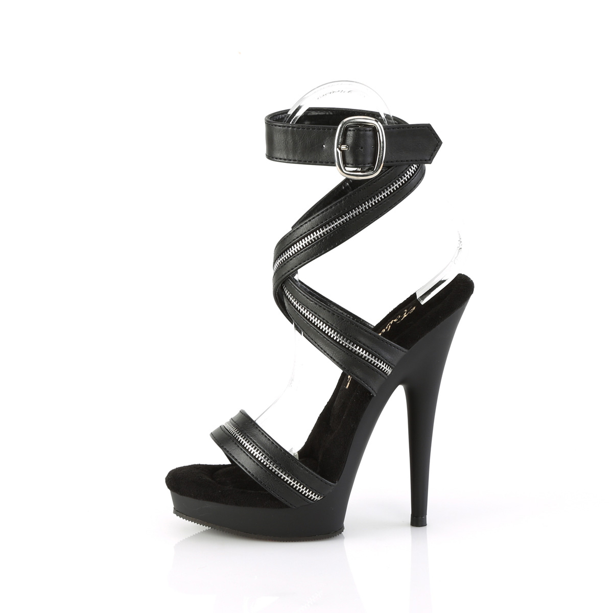 Fabulicious Sultry-619 BPU/M - Black High-Heel Ankle Strap Heels