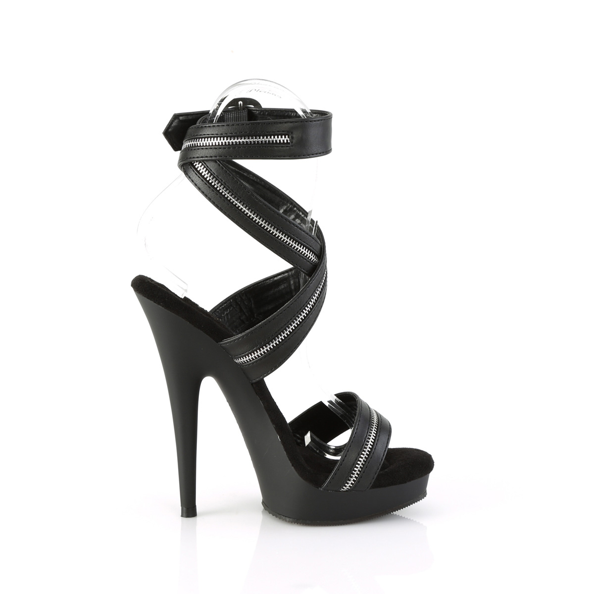 Fabulicious Sultry-619 BPU/M - Black High-Heel Ankle Strap Heels