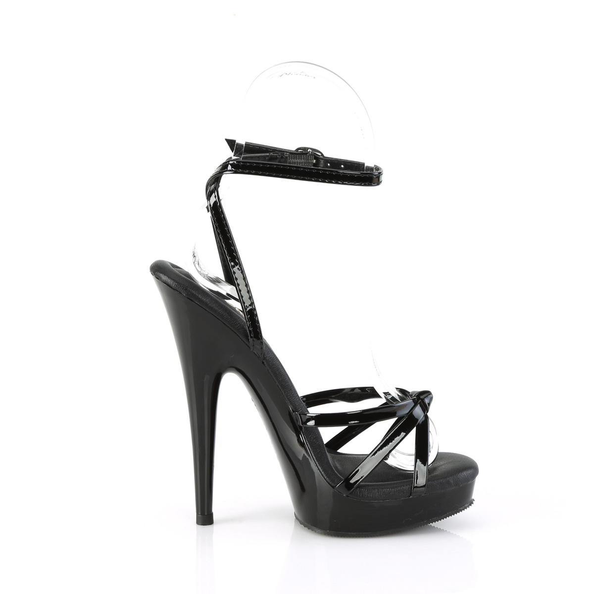 Fabulicious Sultry-638 B/M - Shiny Black High-Heel Sandals