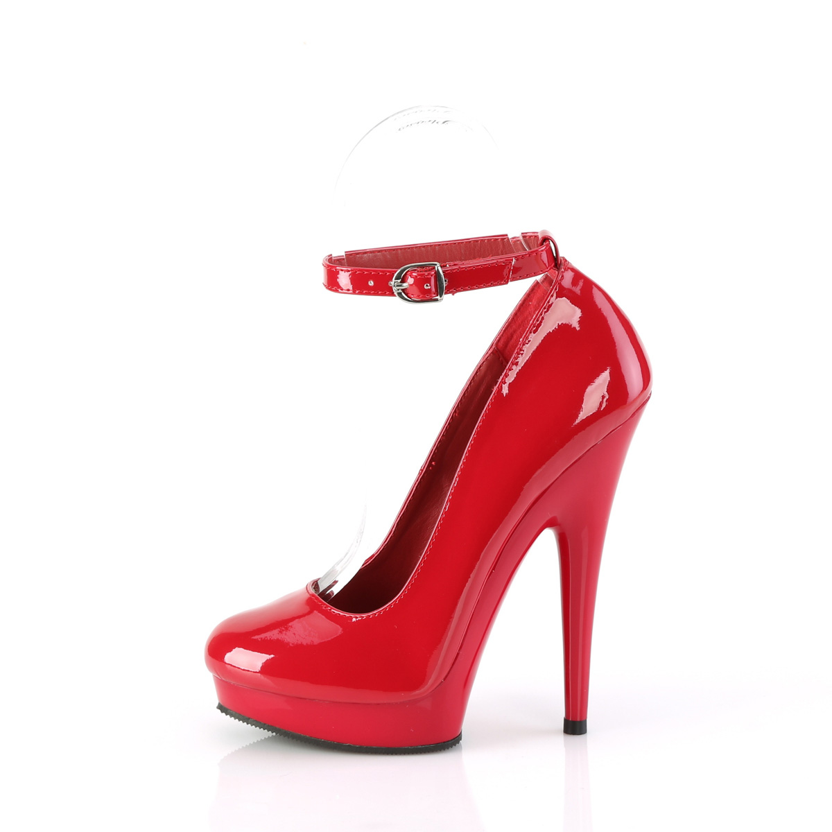 Fabulicious Sultry-686 R/M - Shiny Red High-Heel Pumps With Straps