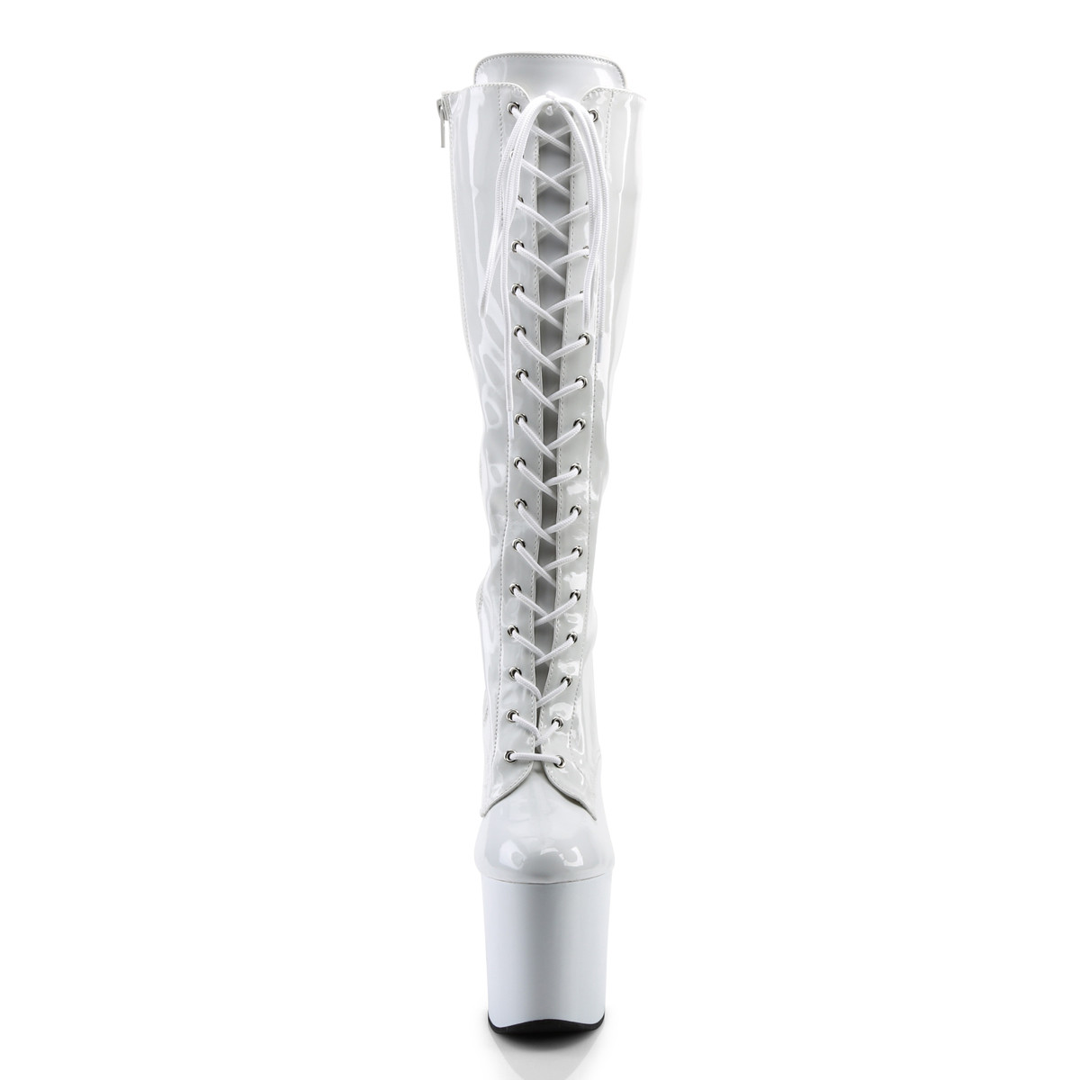 Pleaser Taboo-2023 W/M - Shiny White High-Platform Knee High Boots