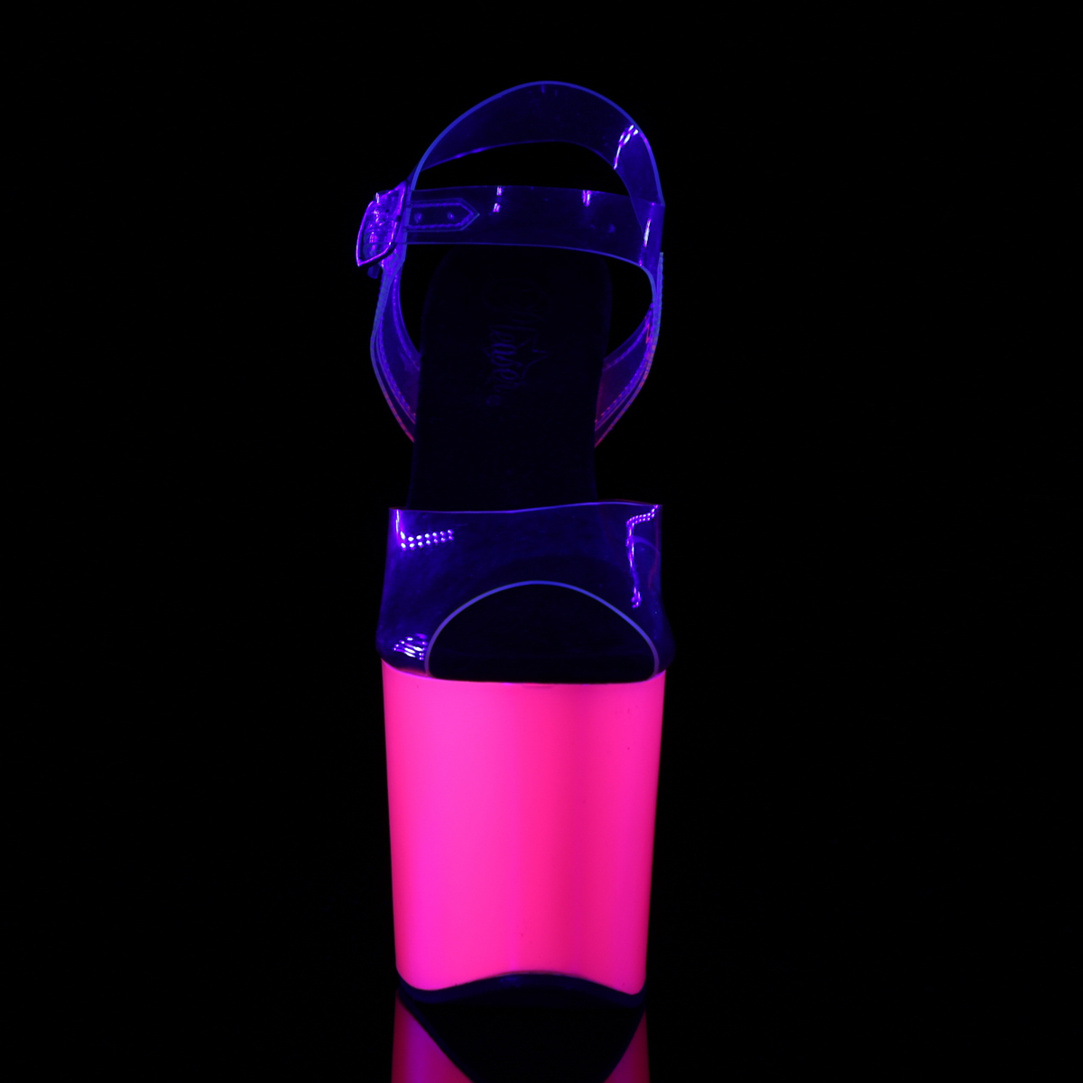 Pleaser Taboo-708UV C/NP - Clear Uv Reactive High-Platform Sandals