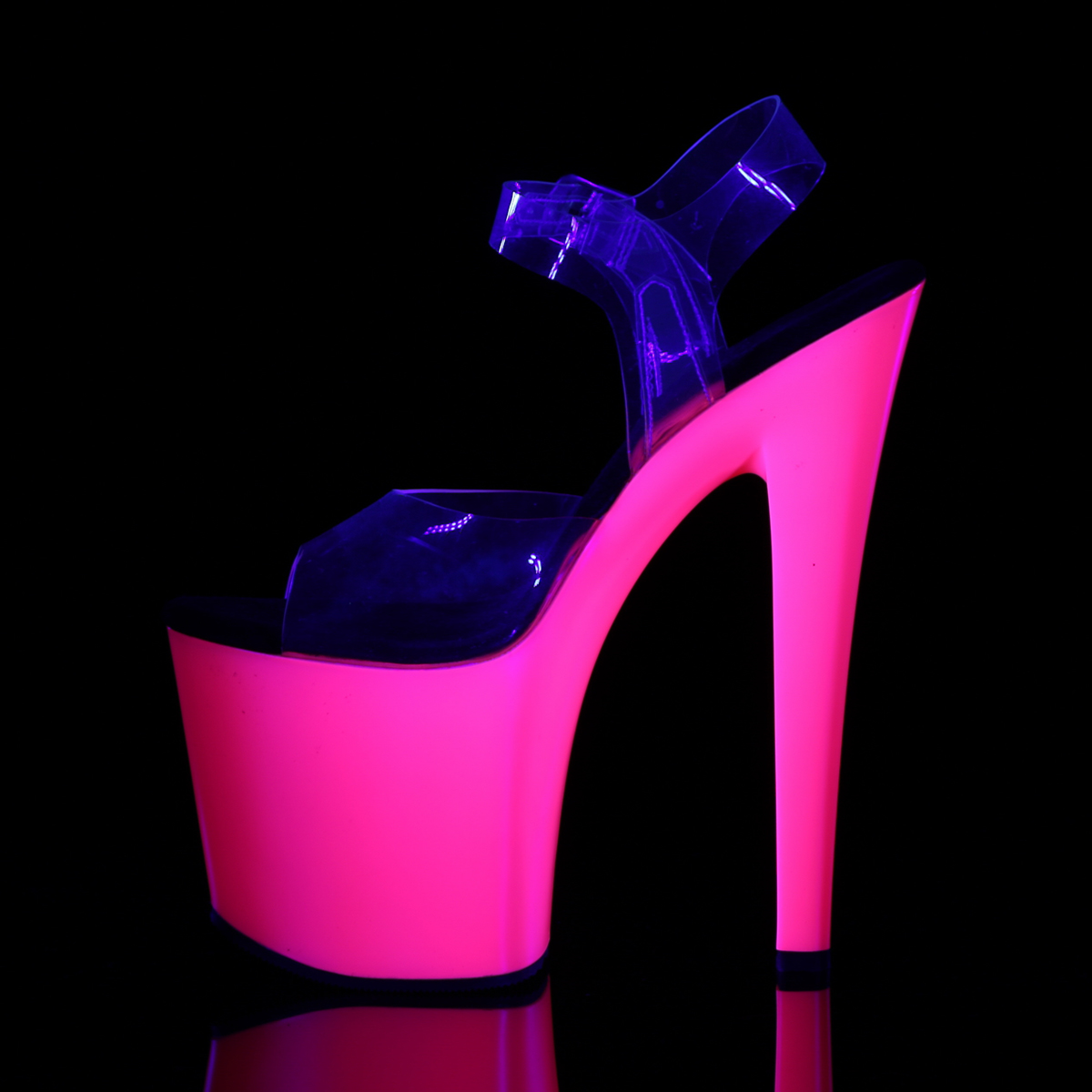 Pleaser Taboo-708UV C/NP - Clear Uv Reactive High-Platform Sandals