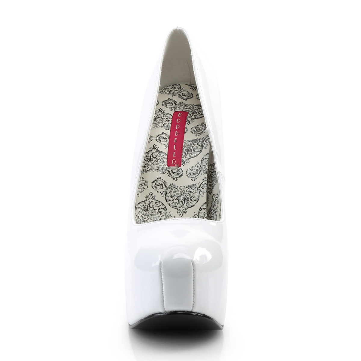 Bordello Teeze-06 W - Shiny White Platform High-Heel Heels