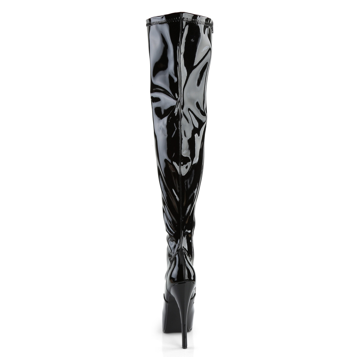 Bordello Teeze-3000 BSPT - Shiny Black Platform High-Heel Thigh High Boots
