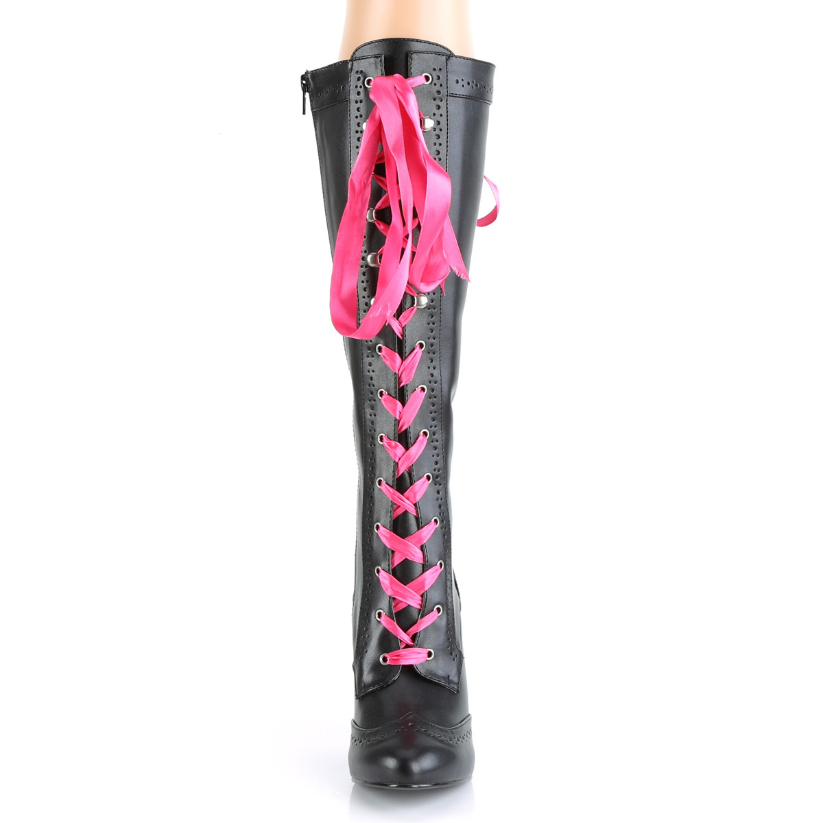 Bordello Tempt-125 B/PU - Black High-Heel Knee High Single Sole Boots