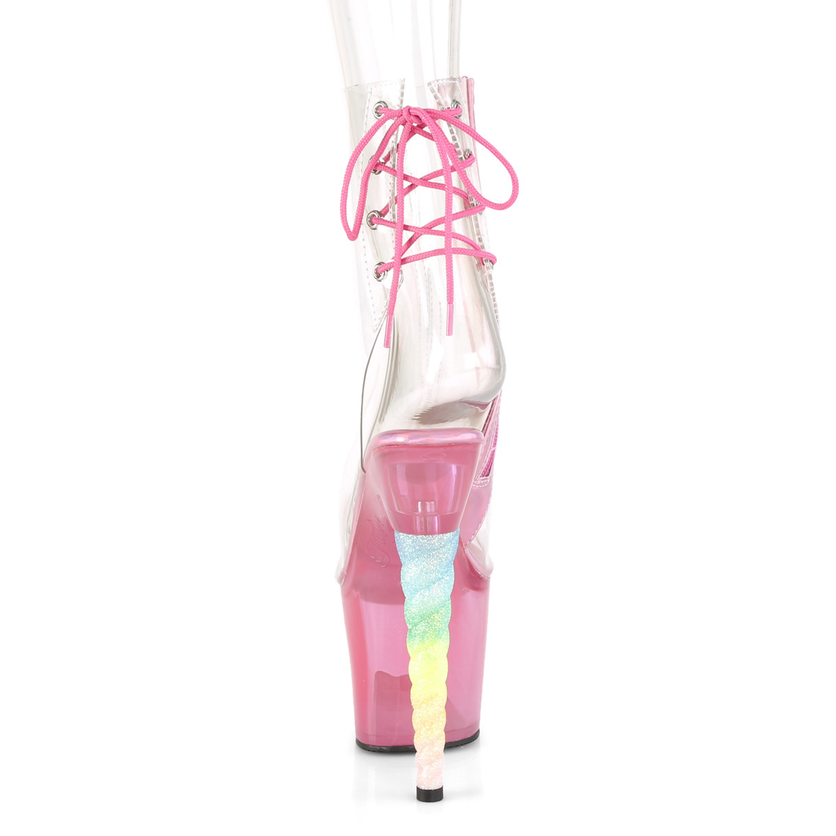Pleaser Unicorn-1018C C/BGUMPN - Clear High-Platform Peep Toe Boots