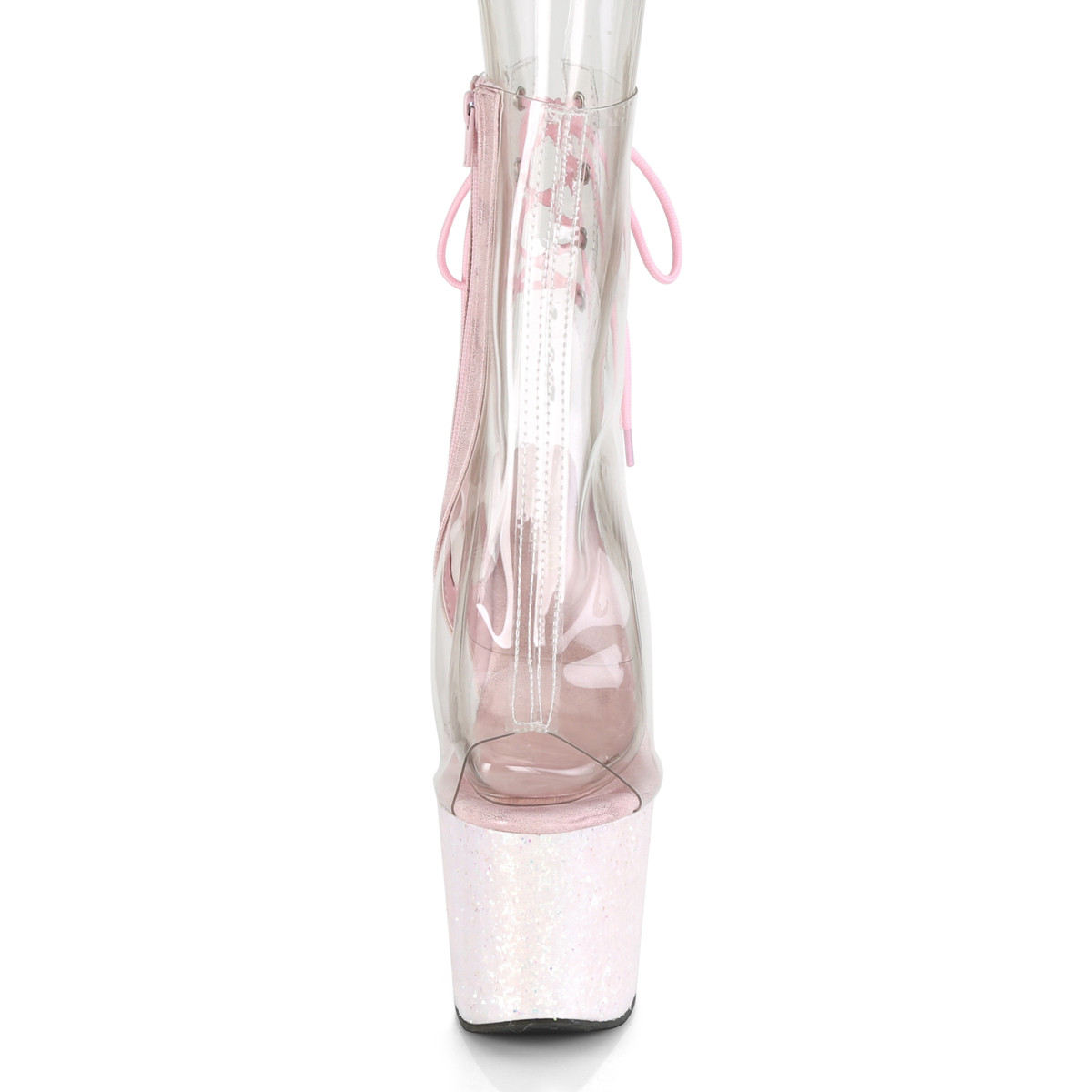 Pleaser Unicorn-1018C C/OPG - Clear High-Platform Peep Toe Boots