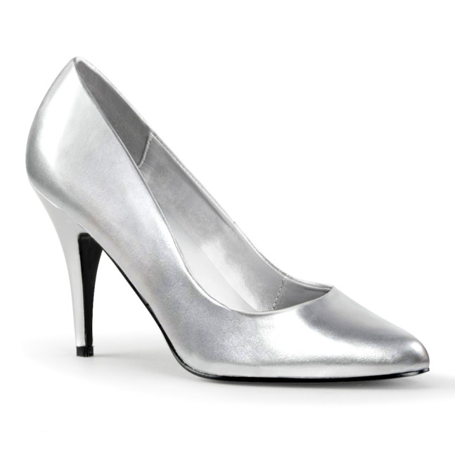 Pleaser Vanity-420 S/PU - Silver High-Heel Stilettos