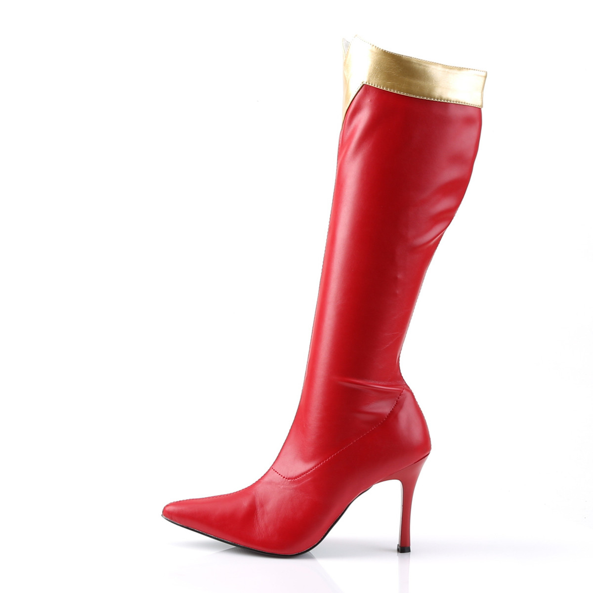Funtasma Wonder-130 R/PU - Red Heeled Knee High Single Sole Boots