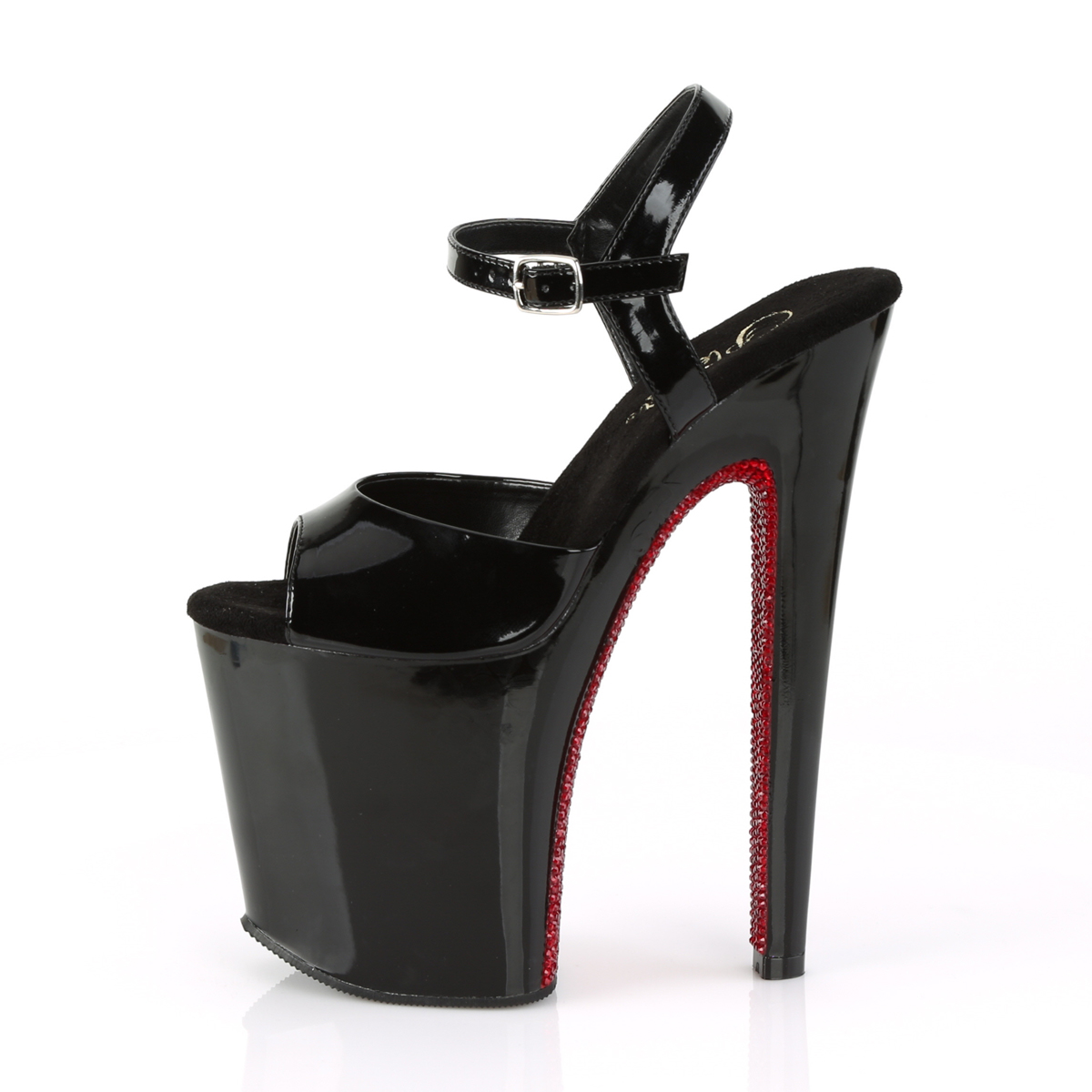 Pleaser Xtreme-809CRS B/B-RRS - Shiny Black High-Platform Sandals