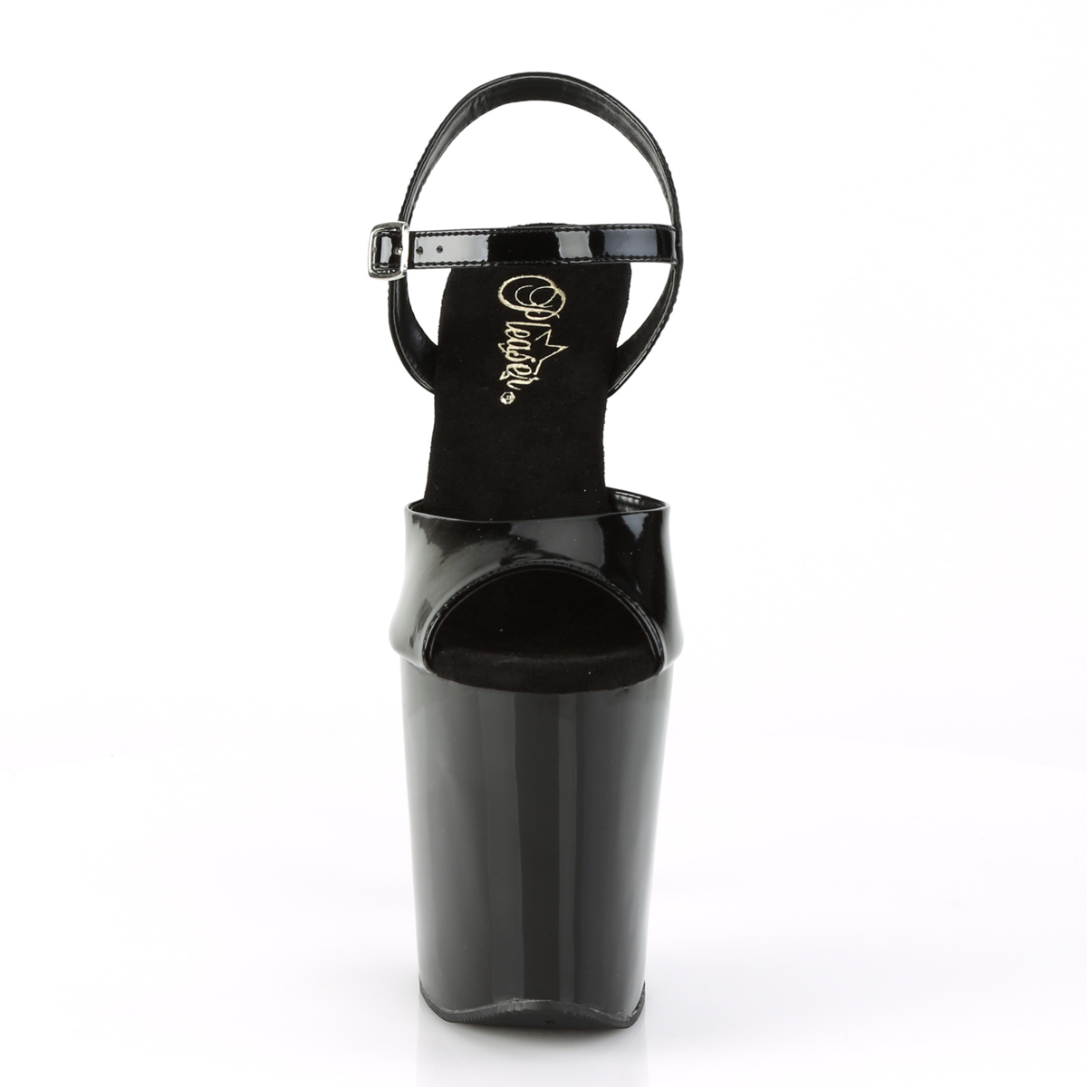 Pleaser Xtreme-809CRS B/B-SRS - Shiny Black High-Platform Sandals