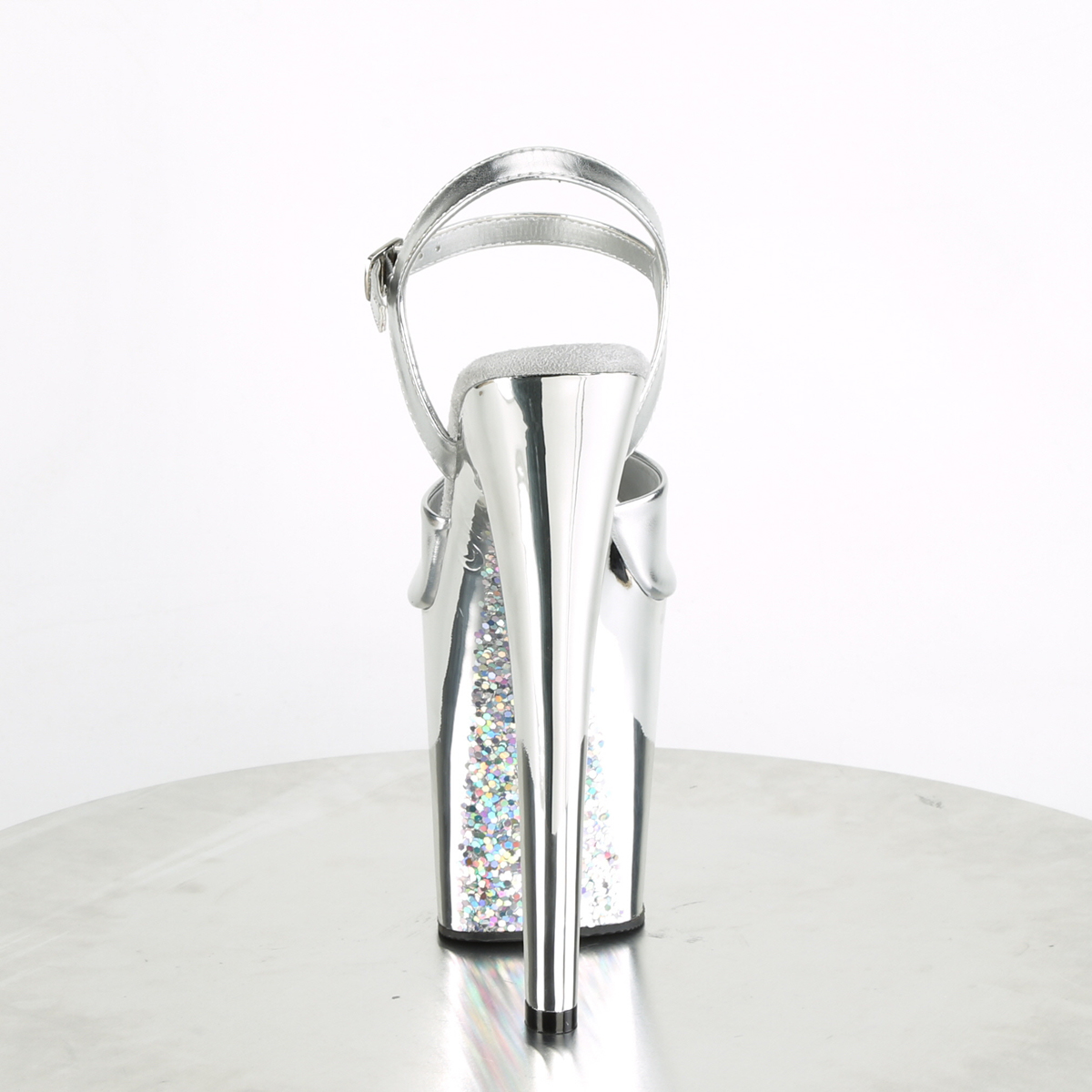 Pleaser Xtreme-809TTG SMPU/SCH - Silver High-Platform Sandals