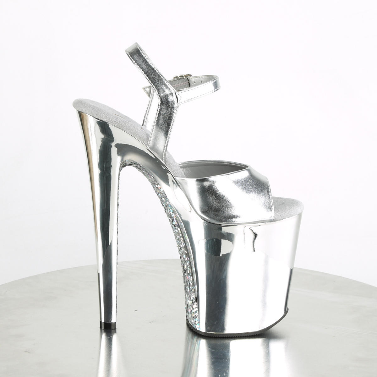 Pleaser Xtreme-809TTG SMPU/SCH - Silver High-Platform Sandals